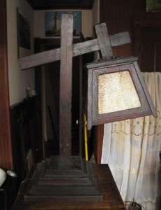 Antique MISSION Cantilever Slag Glass Table Lamp Stickley Era  