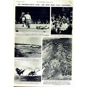  1951 BOXING ROBINSON TURPIN KOREA WAR FIELD AIRCRAFT