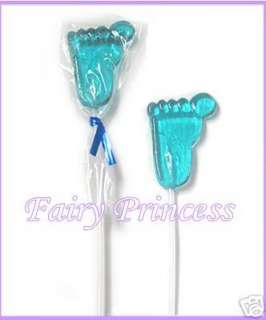 This auction is for 50 Blue Baby Feet Shaped Lollipops