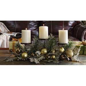  Gold, Silver & Chocolate Ornament Candle Holder 