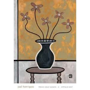   32 in. Henriques French Gold Flowers Canvas Giclee