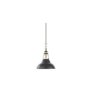 Thomas OBrien Small Henry Pendant Light in Polished Nickel with Green 