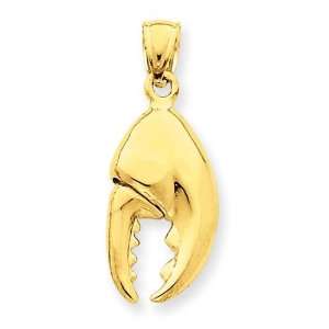  Moveable Stone Crab Claw Pendant in 14k Yellow Gold 