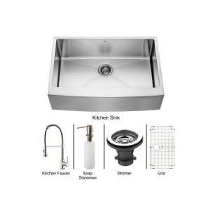 Vigo Industries Farmhouse Single Bowl Kitchen Sink W/ Faucet,Grid 