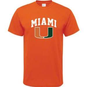  Miami Hurricanes Orange Youth Arch Logo T Shirt Sports 