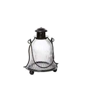  Toland, 12 Glass Ribbed Lantern, Black Finished Metal 