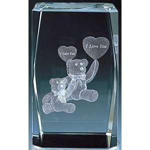  3d Laser Cut Teddy Bear Crystal 