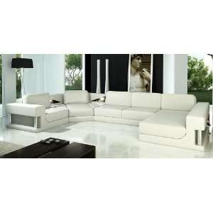  Dante Modern White Full Leather Sectional Sofa
