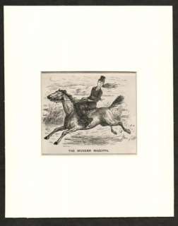 1880 Antique Print of Lady Horse Riding Side Saddle  