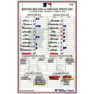  Red Sox at White Sox 8 11 2008 Game Used Lineup Card (MLB 