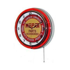    Neon 18 Tin Wall Clock Mopar Parts Accessories Red