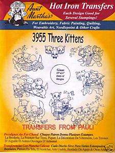Three Kittens Aunt Martha Hot Iron Embroidery Transfer  