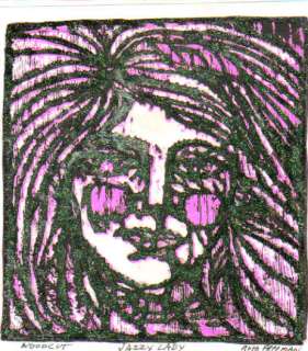 JAZZY LADY BY R FREEMAN LINO 61/4 X 7  