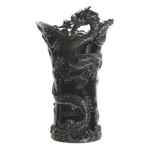  Large Chinese Dragon Black Vase