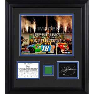 2011 Kyle Busch Kentucky Winner Autographed W/Green Flag Piece Framed 