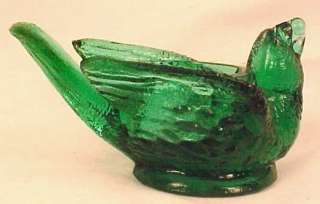 Vintage BIRD & BERRY GREEN GLASS OPEN SALT Degenhart  