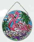Stained Glass PAIR OF FLAMINGO Suncatcher   NEW