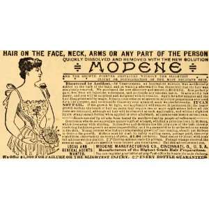  1892 Ad Modene Mfg Co Hair Removal Product Cincinnati 