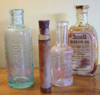 Lot of 4 ANTIQUE Cologne BOTTLE Vial HOYTS Johnsons  