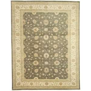    104 x 135 Green Hand Knotted Wool Ziegler Rug