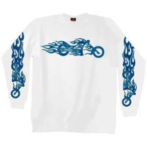  Hot Leathers White X Large Blue Fire Bike Long Sleeve T 