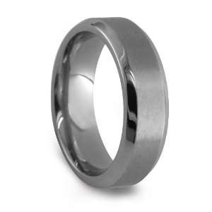  Edward Mirell Mens Grey Titanium 7mm Beveled Ring, Size 