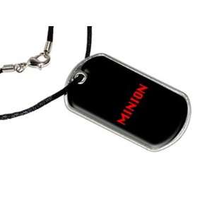  Minion   Military Dog Tag Black Satin Cord Necklace 