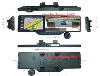 HD 5 GPS Navigation AV in bluetooth Car Rear Mirror DVR Camera 
