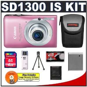  Canon PowerShot SD1300 IS Digital ELPH Camera (Pink) + 4GB 