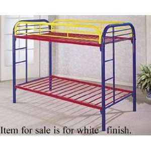  Twin Size Metal Bunk Bed White Finish