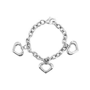 Inox Brand BR2826   Womens Stainless Steel Tri Heart Bracelet. Great 