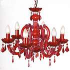 RED VINTAGE INSPIRED 6 ARM CRYSTAL CHANDELIER CEILING LIGHT LAMP NEW 