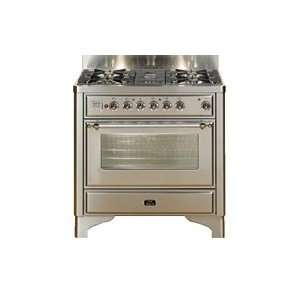 ILVE 36 Inch Dual Fuel Range with Fry Top and Rotisserie  