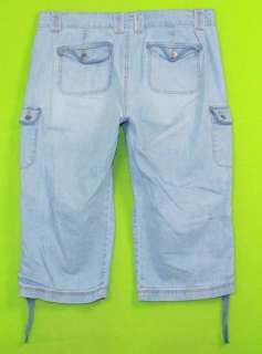 Gloria Vanderbilt sz 14 Womens Blue Jeans Denim Capri Long Shorts NE35 
