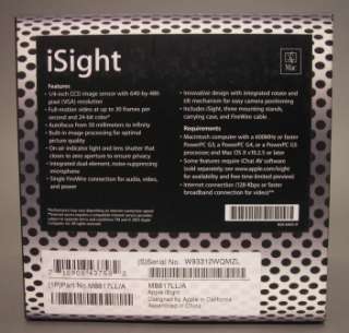 Apple iSight External Firewire Webcam M8817LL/A 718908437582  
