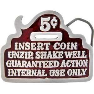  Insert Coin For Good Time Pewter Belt Buckle Sports 