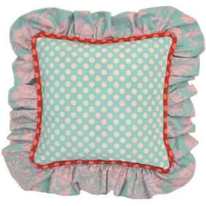  Lily Matilda Turquoise Dot Pillow with Ruffle