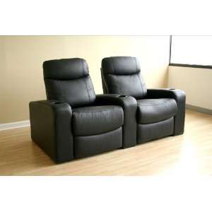   Interiors Black or Brown Leather 2 Piece Theater Seating Home