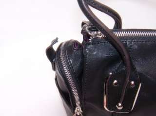Makowsky Luxe BLACK Leather Convertible Satchel Zipper Detail 
