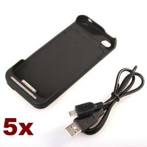 5x iPhone 4 4G Black Protective 1200 mAh Rechargeable External Battery 