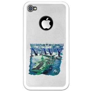 iPhone 4 or 4S Clear Case White United States Navy Aircraft Carrier 