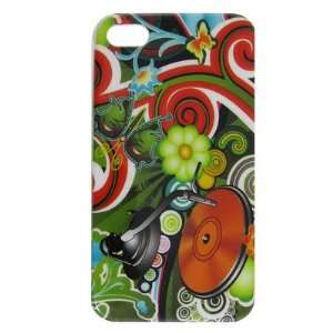   Phonograph Flower Print Plastic Back Case for iPhone 4 4G 4GS