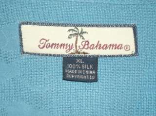 Mens Tommy Bahama Camp Hawaiian Blue Shirt 100% Silk Sz XL X LARGE 