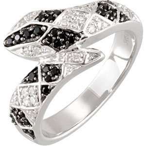  68275 Silver 1/6 Ct Tw Genuine Black Spinel & Diamond Ring 