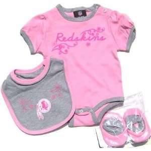 NEWBORN Baby Infant Redskins Girl Pink Onesie Bib Booties  