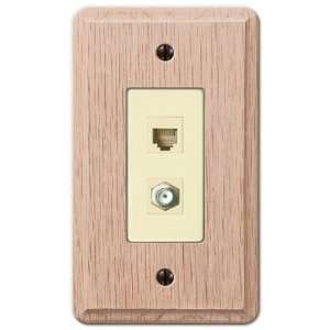   Unfinished Oak   1 Cable TV/1 Phone Jack Wallplate
