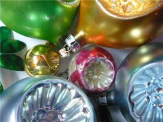 Vintage Glass CHRISTMAS TREE ORNAMENTS INDENTS Teardrop Shabby 
