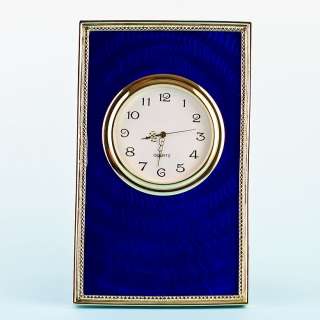 Blue Enamel Guilloche Faberge Clock Frame  