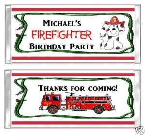 FIREFIGHTER FIREMAN candy bar wrappers BIRTHDAY PARTY  