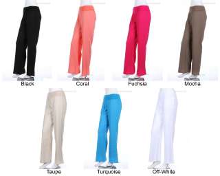 Linen Pants Fold Over Waistband Comfortable VARIOUS COLORS SIZES 